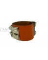 BRACCIALE HERMES MODELLO CDC IN POLLE ARANCIONE E METALLI PALLADIO