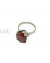 ANELLO ORO BIANCO E PIETRA ROSSA