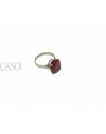ANELLO ORO BIANCO E PIETRA ROSSA