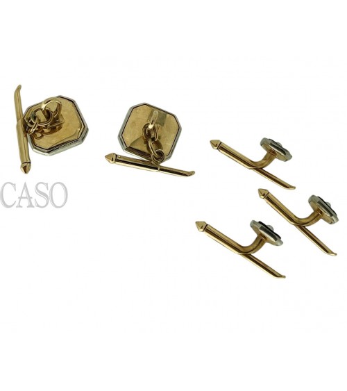 SET DI GEMELLI IN ORO CON MADREPERLA