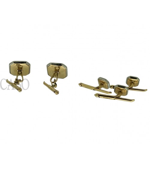 SET DI GEMELLI IN ORO CON MADREPERLA