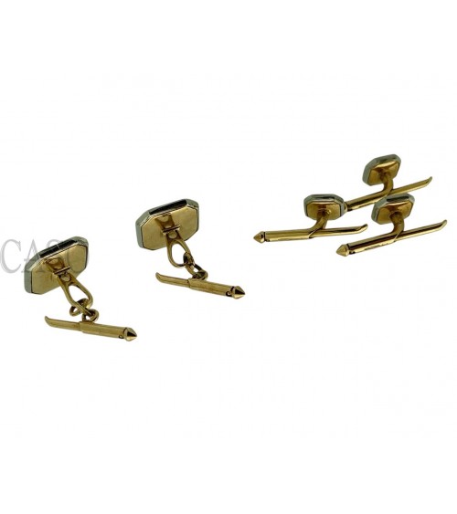 SET DI GEMELLI IN ORO CON MADREPERLA