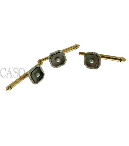 SET DI GEMELLI IN ORO CON MADREPERLA