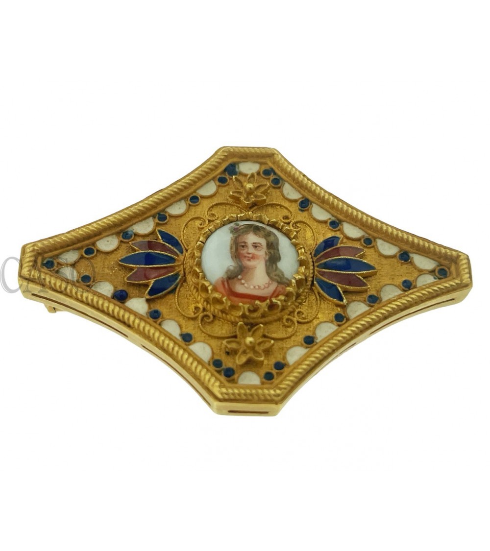 SPILLA VINTAGE IN ORO CON SMALTI ANTONIO TRIUNFO