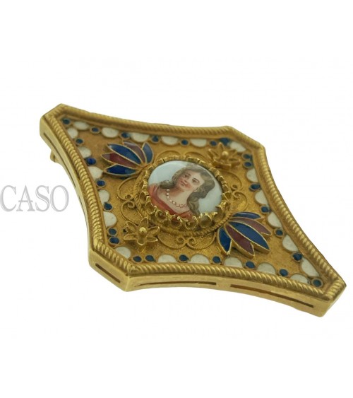 SPILLA VINTAGE IN ORO CON SMALTI ANTONIO TRIUNFO