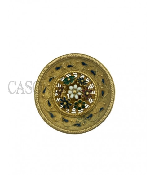 SPILLA VINTAGE IN ORO GIALLO CON SMALTI