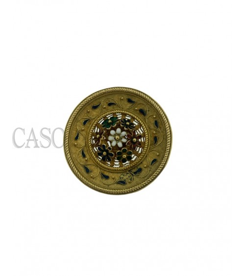 SPILLA VINTAGE IN ORO GIALLO CON SMALTI