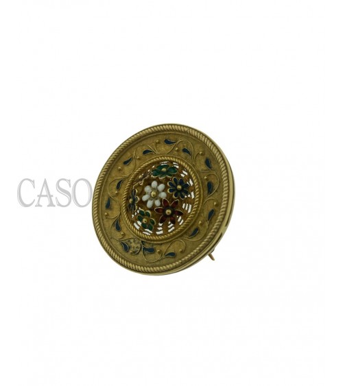 SPILLA VINTAGE IN ORO GIALLO CON SMALTI