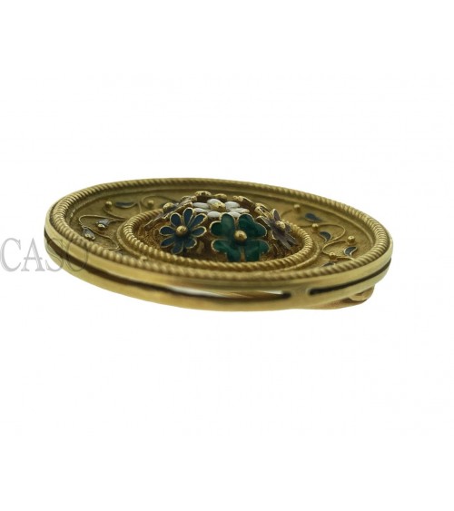 SPILLA VINTAGE IN ORO GIALLO CON SMALTI