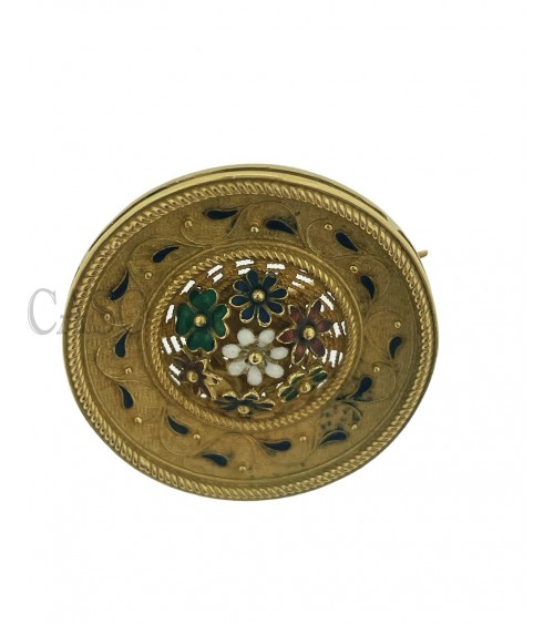 SPILLA VINTAGE IN ORO GIALLO CON SMALTI