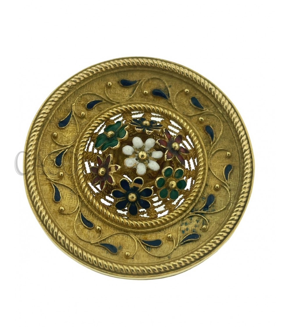 SPILLA VINTAGE IN ORO GIALLO CON SMALTI