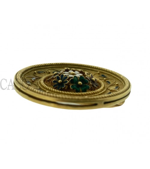 SPILLA VINTAGE IN ORO GIALLO CON SMALTI