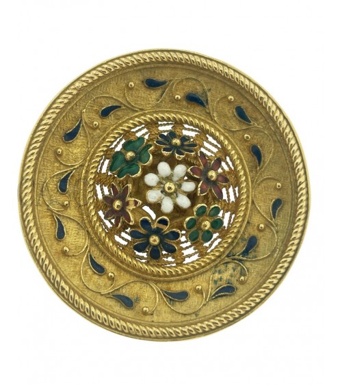SPILLA VINTAGE IN ORO GIALLO CON SMALTI