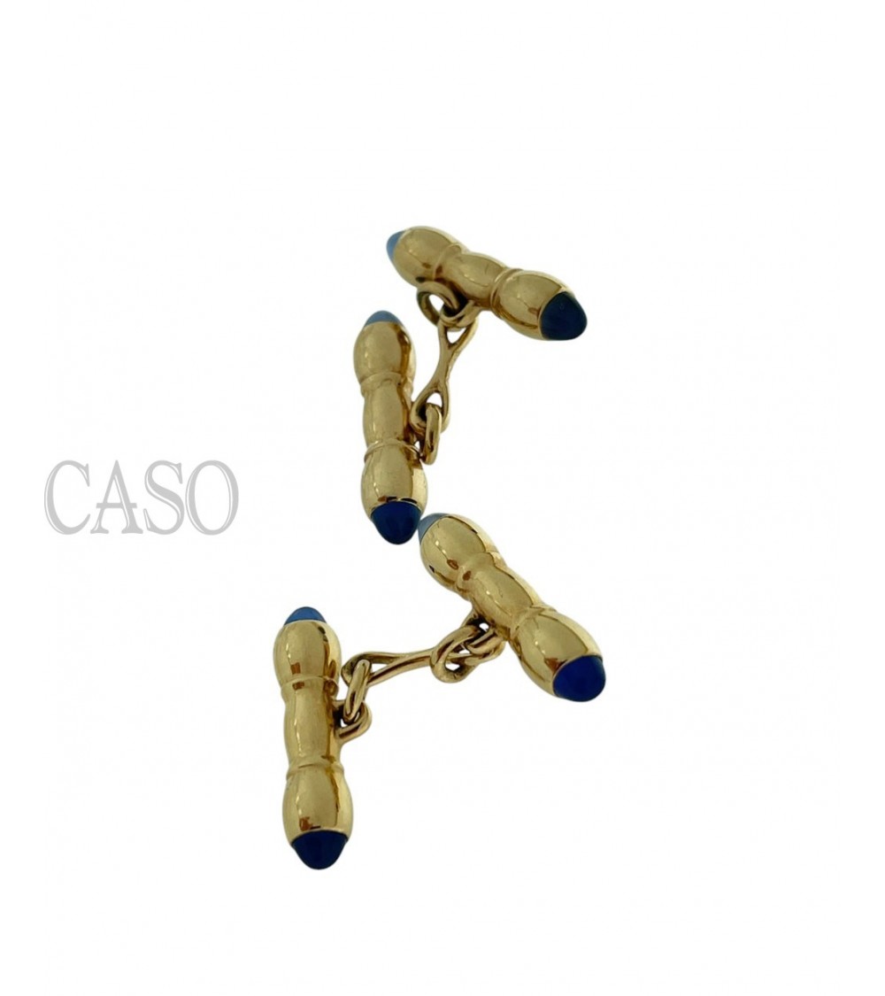 YELLOW GOLD AND SAPPHIRE VINTAGE CUFFLINKS