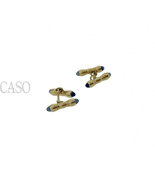 YELLOW GOLD AND SAPPHIRE VINTAGE CUFFLINKS