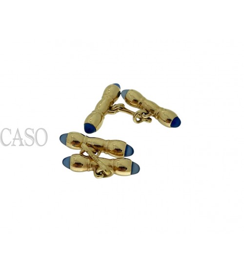 YELLOW GOLD AND SAPPHIRE VINTAGE CUFFLINKS