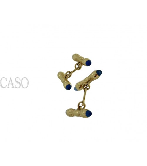 YELLOW GOLD AND SAPPHIRE VINTAGE CUFFLINKS