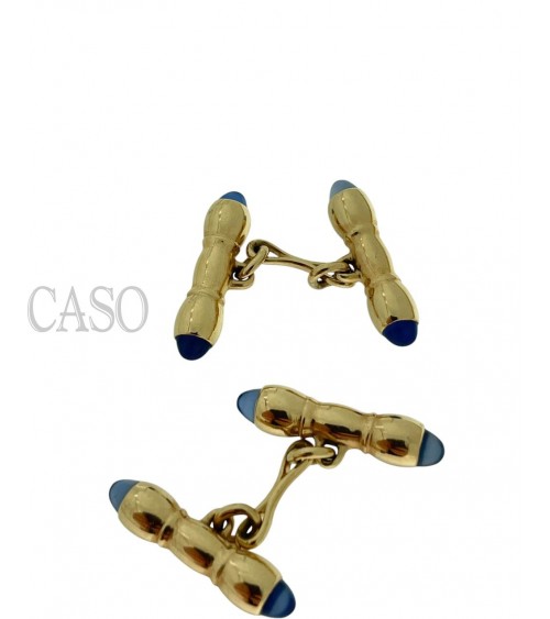 YELLOW GOLD AND SAPPHIRE VINTAGE CUFFLINKS