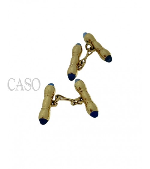 YELLOW GOLD AND SAPPHIRE VINTAGE CUFFLINKS