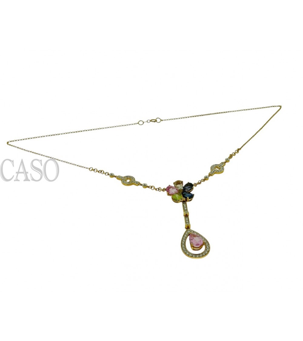 GIROCOLLO VINTAGE CON PENDENTE BRILLANTI E ZAFFIRI