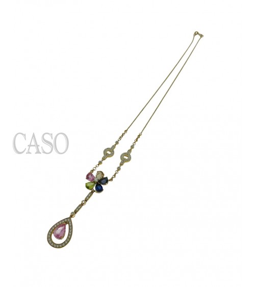 GIROCOLLO VINTAGE CON PENDENTE BRILLANTI E ZAFFIRI