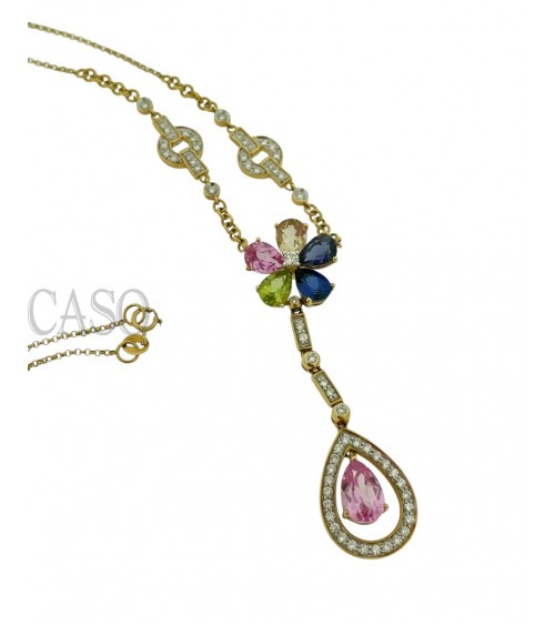 GIROCOLLO VINTAGE CON PENDENTE BRILLANTI E ZAFFIRI