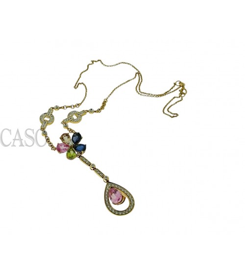 GIROCOLLO VINTAGE CON PENDENTE BRILLANTI E ZAFFIRI