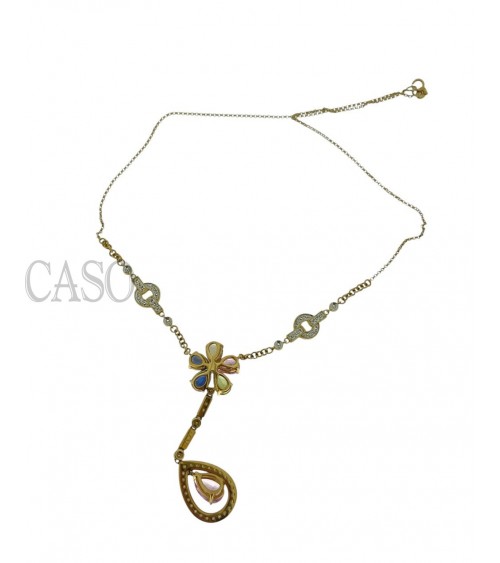 GIROCOLLO VINTAGE CON PENDENTE BRILLANTI E ZAFFIRI