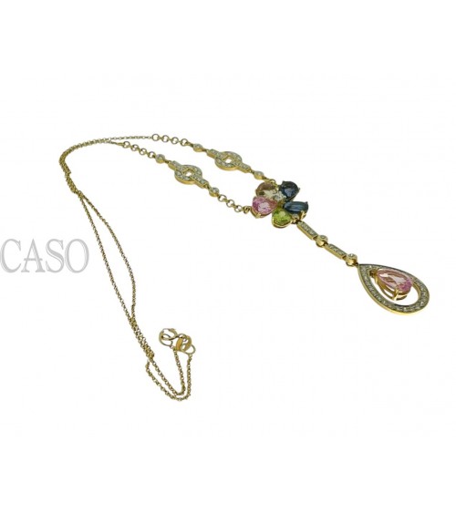 GIROCOLLO VINTAGE CON PENDENTE BRILLANTI E ZAFFIRI