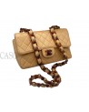 CHANEL VINTAGE MEDIA IN PELLE BEIGE CON BACHELITE