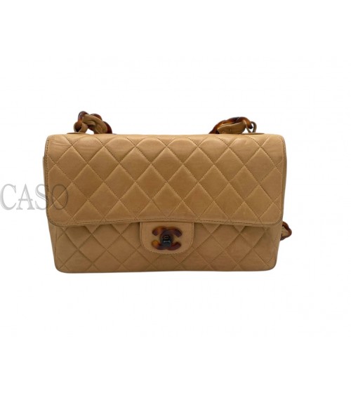 CHANEL VINTAGE MEDIA IN PELLE BEIGE CON BACHELITE
