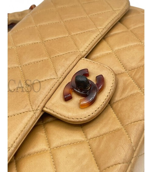 CHANEL VINTAGE MEDIA IN PELLE BEIGE CON BACHELITE