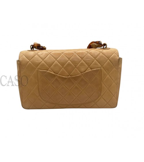 CHANEL VINTAGE MEDIA IN PELLE BEIGE CON BACHELITE