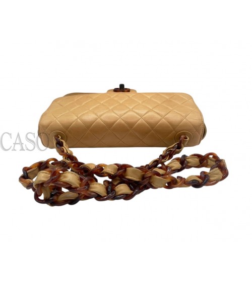 CHANEL VINTAGE MEDIA IN PELLE BEIGE CON BACHELITE
