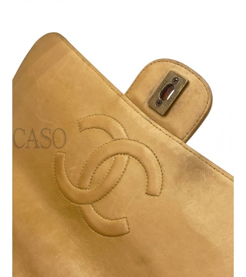CHANEL VINTAGE MEDIA IN PELLE BEIGE CON BACHELITE