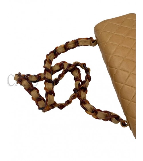 CHANEL VINTAGE MEDIA IN PELLE BEIGE CON BACHELITE