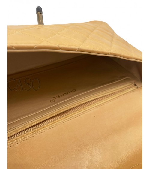 CHANEL VINTAGE MEDIA IN PELLE BEIGE CON BACHELITE