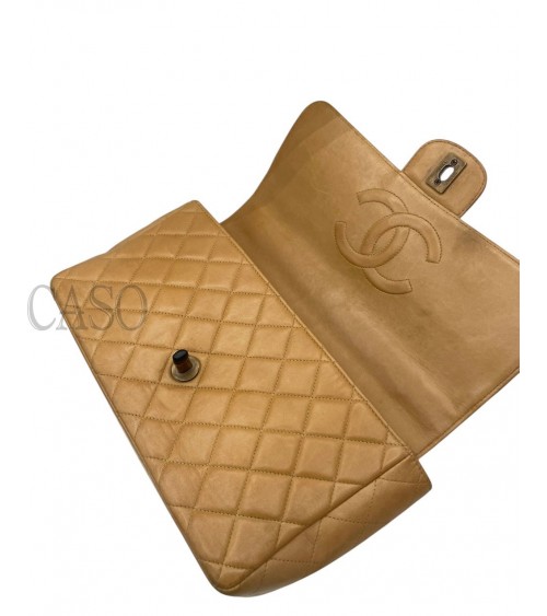 CHANEL VINTAGE MEDIA IN PELLE BEIGE CON BACHELITE