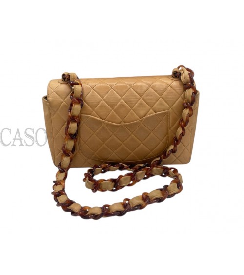 CHANEL VINTAGE MEDIA IN PELLE BEIGE CON BACHELITE