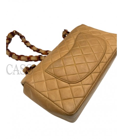 CHANEL VINTAGE MEDIA IN PELLE BEIGE CON BACHELITE