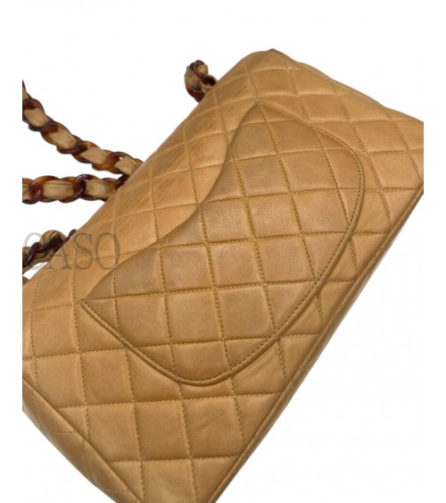 CHANEL VINTAGE MEDIA IN PELLE BEIGE CON BACHELITE