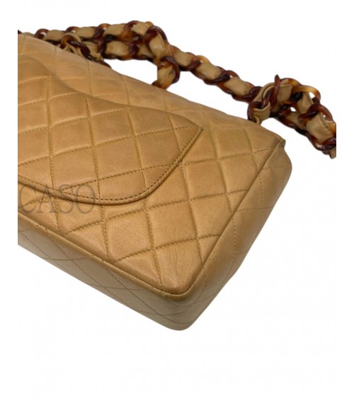 CHANEL VINTAGE MEDIA IN PELLE BEIGE CON BACHELITE