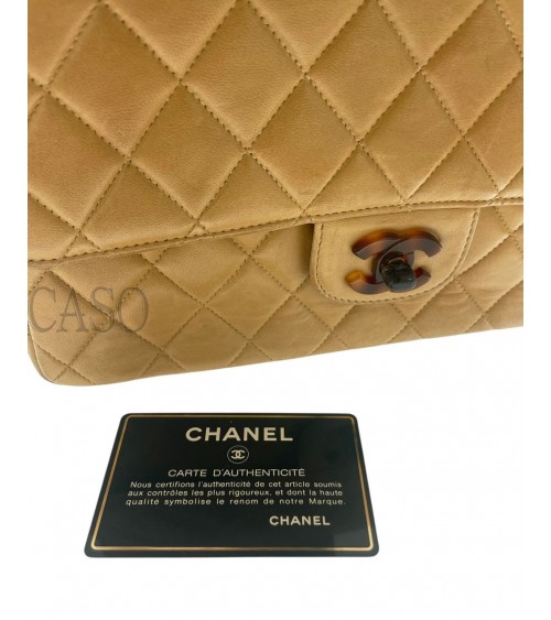 CHANEL VINTAGE MEDIA IN PELLE BEIGE CON BACHELITE