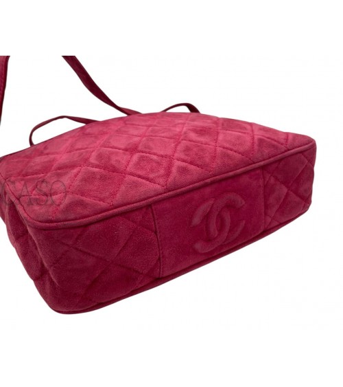 BORSA CHANEL MODELLO CAMERA IN SUEDE FRAGOLA
