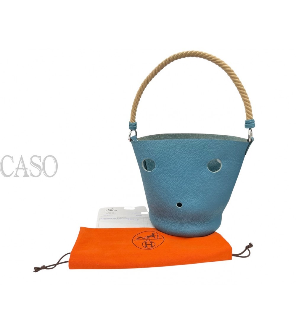 MANGIATOIA HERMES VINTAGE IN PELLE BLU CON FATTURA