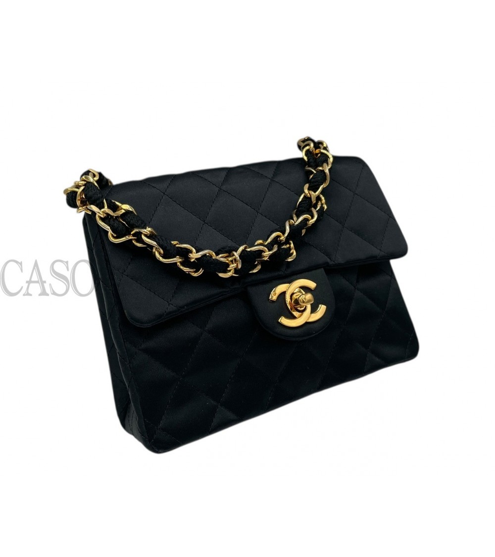MINI SQUARE CHANEL VINTAGE IN SETA NERA