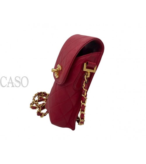 PORTA TELEFONO CHANEL VINTAGE IN PELLE ROSSA