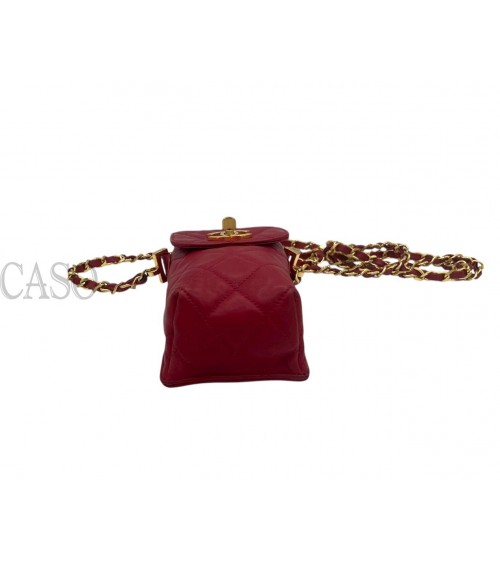 PORTA TELEFONO CHANEL VINTAGE IN PELLE ROSSA