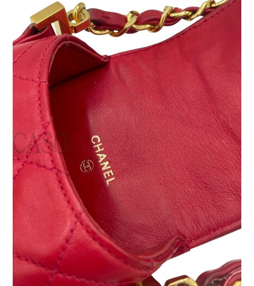 PORTA TELEFONO CHANEL VINTAGE IN PELLE ROSSA