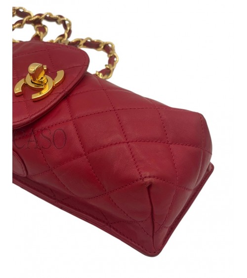 PORTA TELEFONO CHANEL VINTAGE IN PELLE ROSSA